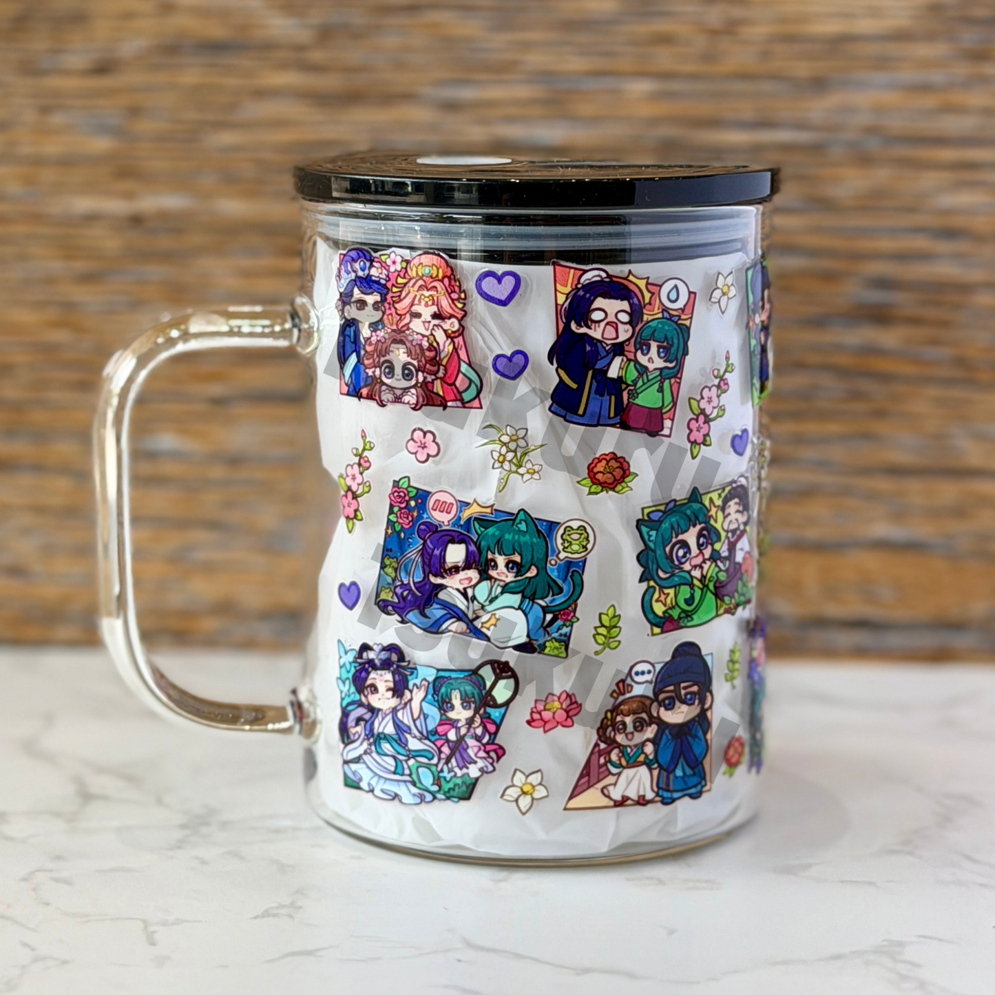 17oz Glass Mug - AD Panels V2 (Double Sided)