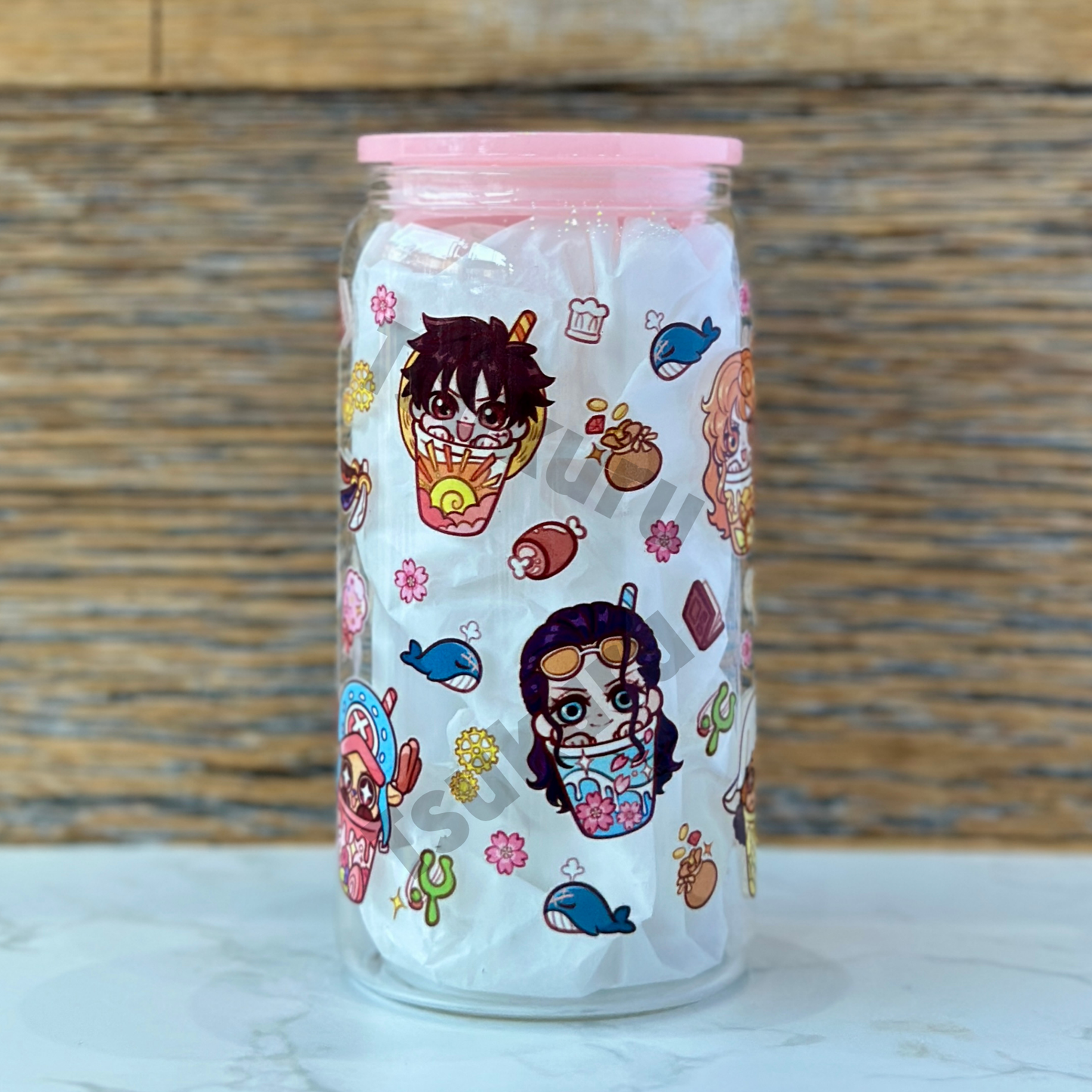 16oz Clear Glass Tumbler - Boba Pirates (Double Sided)