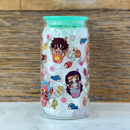 16oz Clear Glass Tumbler - Boba Pirates (Double Sided)