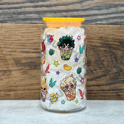 16oz Clear Glass Tumbler - Heroes (Double Sided)