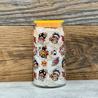 16oz Clear Glass Tumbler - Heart Pirates (Double Sided)