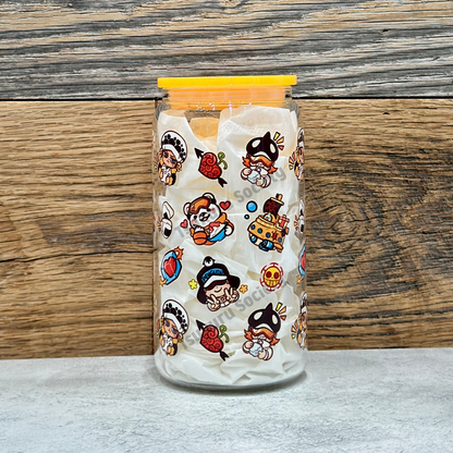 16oz Clear Glass Tumbler - Heart Pirates (Double Sided)