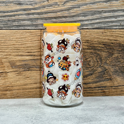 16oz Clear Glass Tumbler - Heart Pirates (Double Sided)