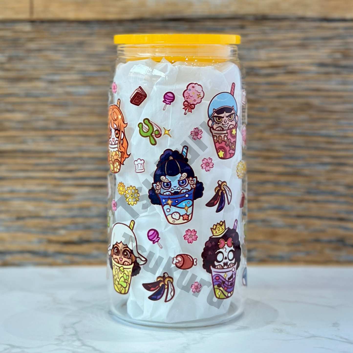 16oz Clear Glass Tumbler - Boba Pirates (Double Sided)
