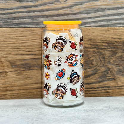 16oz Clear Glass Tumbler - Heart Pirates (Double Sided)