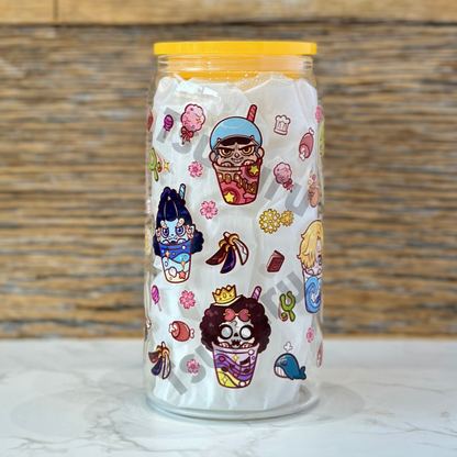16oz Clear Glass Tumbler - Boba Pirates (Double Sided)