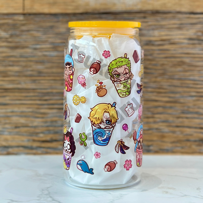 16oz Clear Glass Tumbler - Boba Pirates (Double Sided)