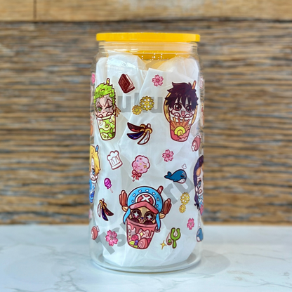 16oz Clear Glass Tumbler - Boba Pirates (Double Sided)
