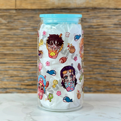 16oz Clear Glass Tumbler - Boba Pirates (Double Sided)
