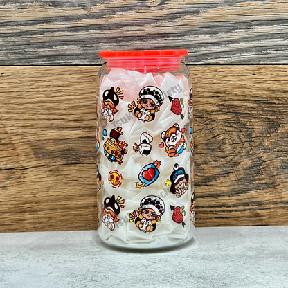 16oz Clear Glass Tumbler - Heart Pirates (Double Sided)
