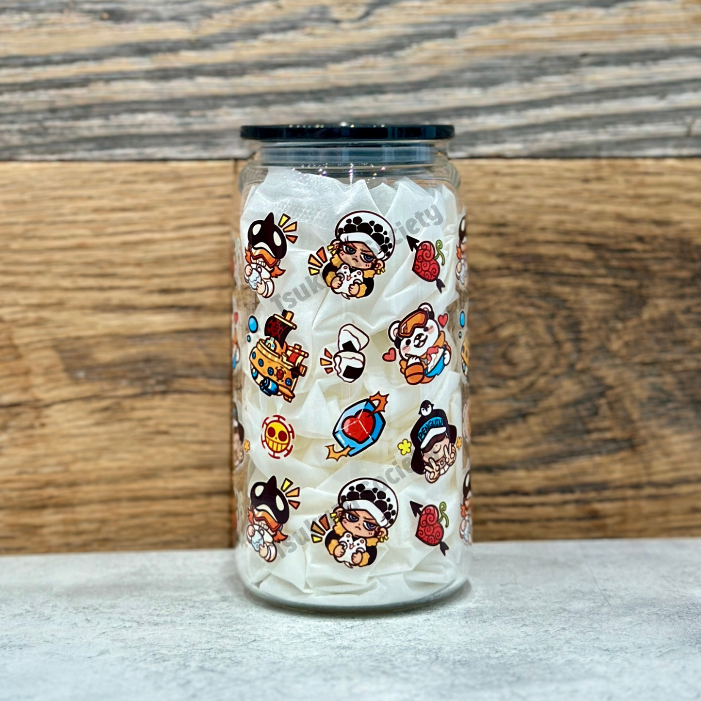 16oz Clear Glass Tumbler - Heart Pirates (Double Sided)