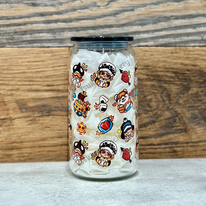 16oz Clear Glass Tumbler - Heart Pirates (Double Sided)