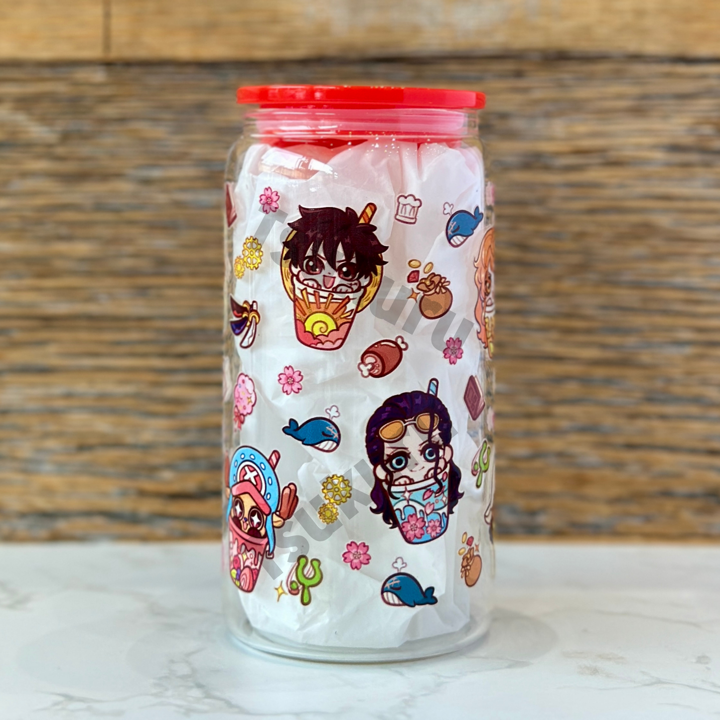 16oz Clear Glass Tumbler - Boba Pirates (Double Sided)