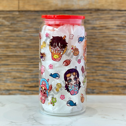 16oz Clear Glass Tumbler - Boba Pirates (Double Sided)