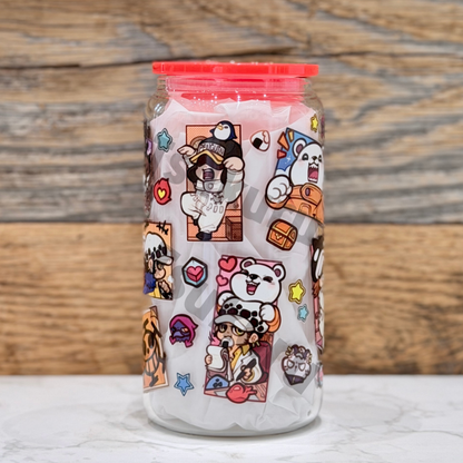 16oz Clear Glass Tumbler - Pirates Panel (Double Sided)