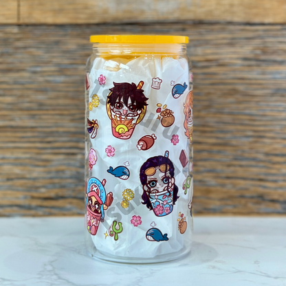 16oz Clear Glass Tumbler - Boba Pirates (Double Sided)
