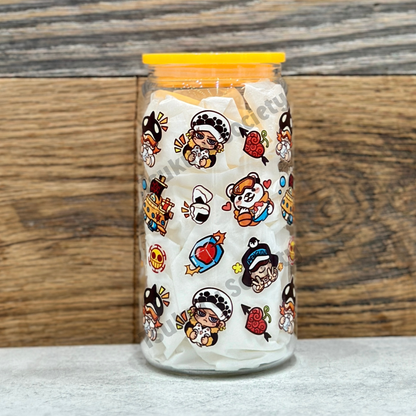 16oz Clear Glass Tumbler - Heart Pirates (Double Sided)