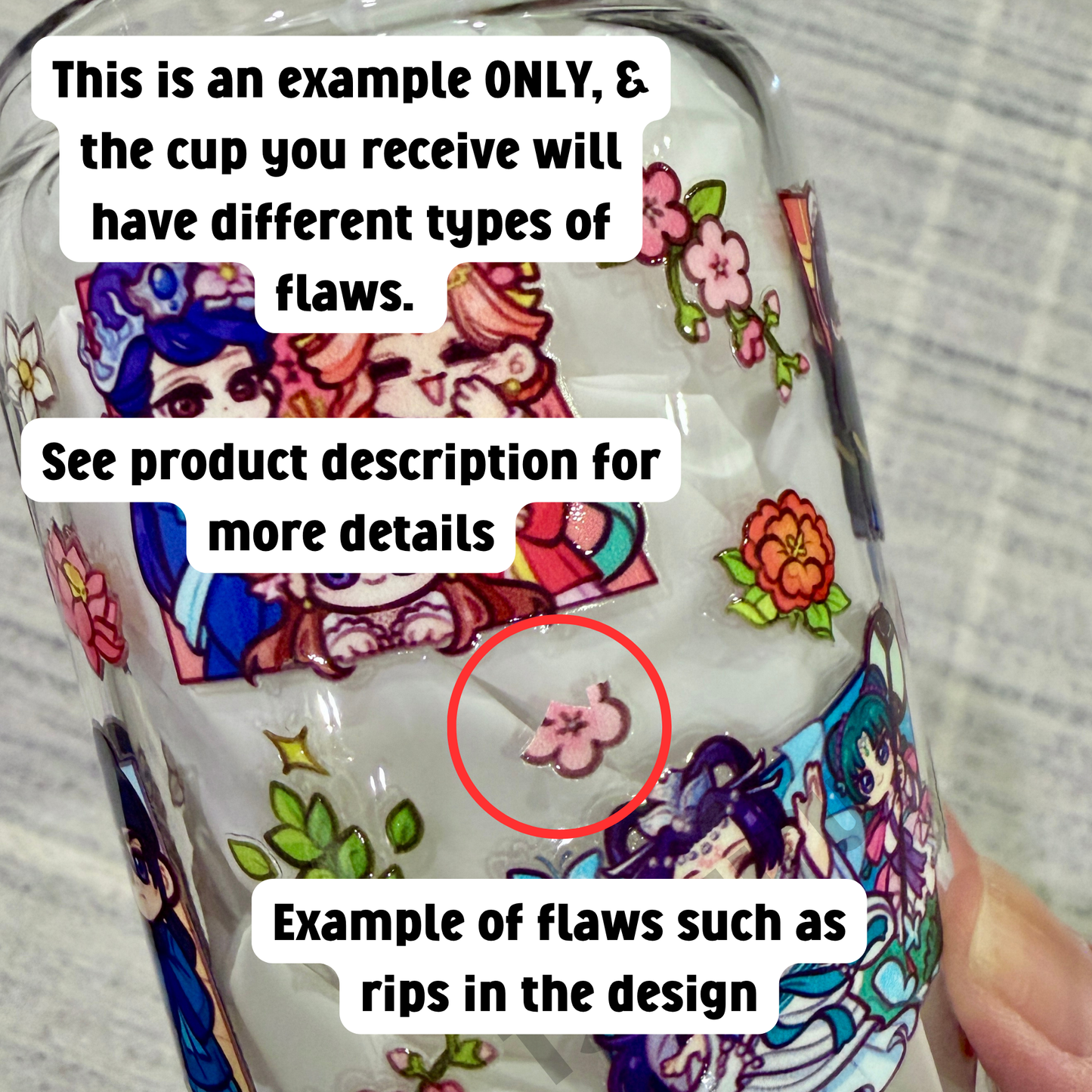 16oz Clear Glass Tumbler -  TAD V1 (Double Sided, B GRADE)