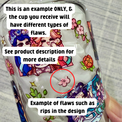 16oz Clear Glass Tumbler -  TAD V1 (Double Sided, B GRADE)